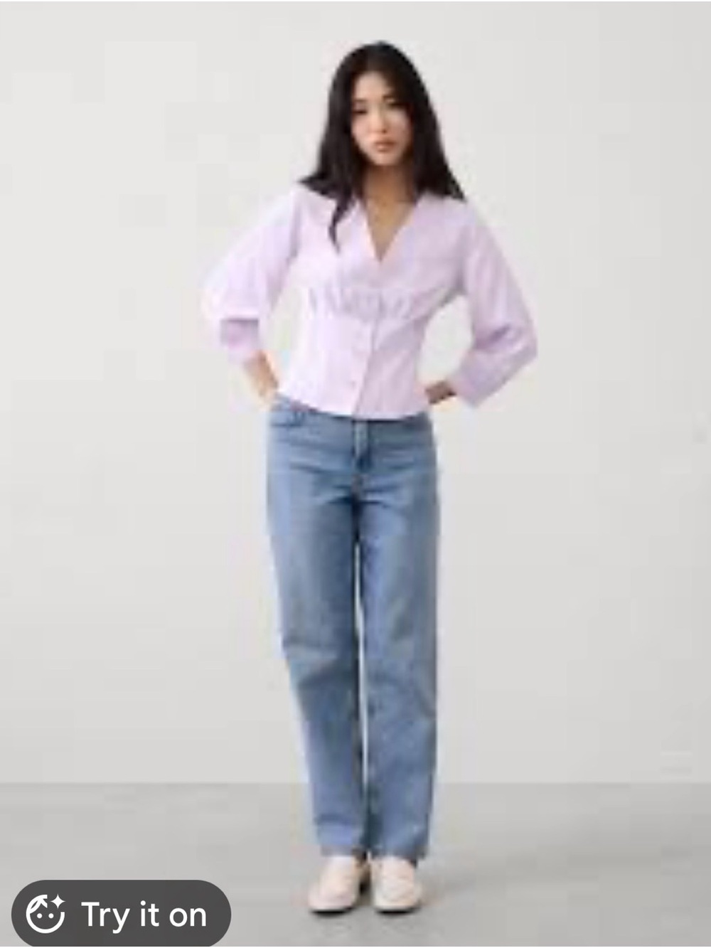 Banana Republic Lavender V-Neck Button Front Blouse